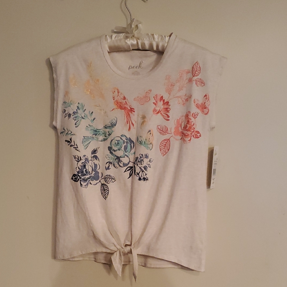 Peek Kids White Tee with Colorful Floral Print
